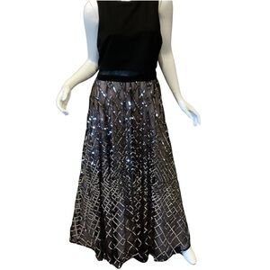 TLC Say Yes to the Prom Elegant Black and Silver Women's Maxi Dress